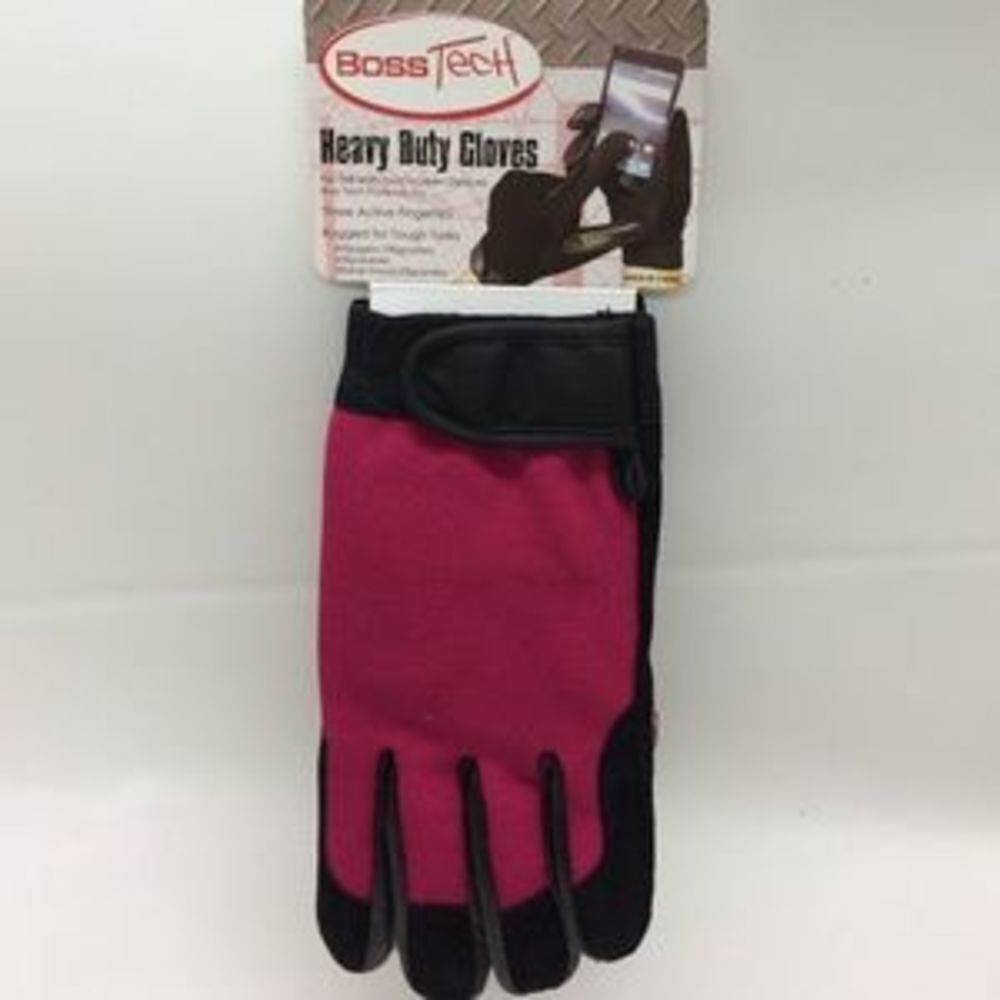 Boss Tech Heavy Duty Rugged Touchscreen Gloves - Pink/Black